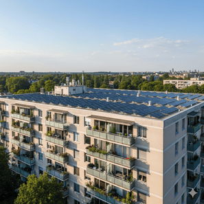 Zonnepalen op een appartementsgebouw